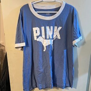 PINK Victoria's Secret Blue and White Tee